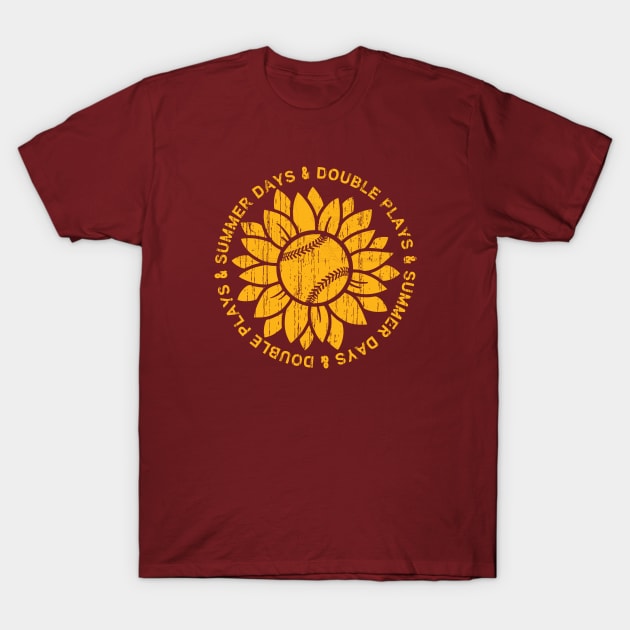 Sunny Days and Double Plays Baseball or Softball Summer Sunflower Fastpitch Original T-Shirt by TeeCreations